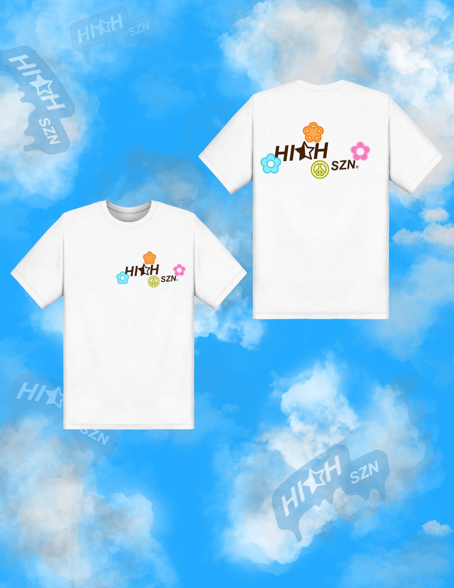 HIGH SZN® WHITE 1/2 STAR SPRING T- SHIRT